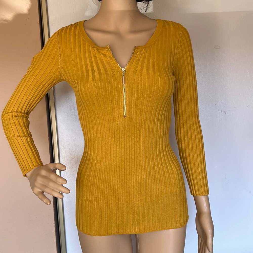 INC Mustard yellow ribbed sweater